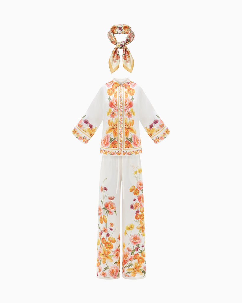 Peach lilies scarf + lupin set