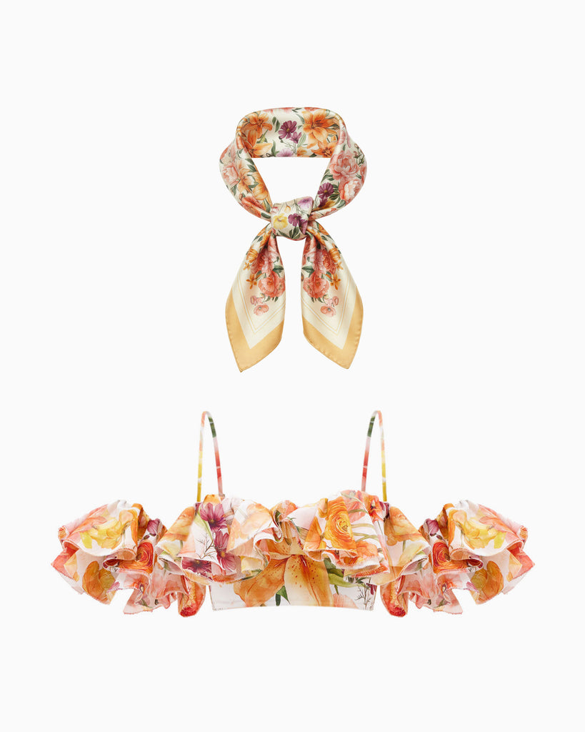 Peach lilies scarf + magnolia top