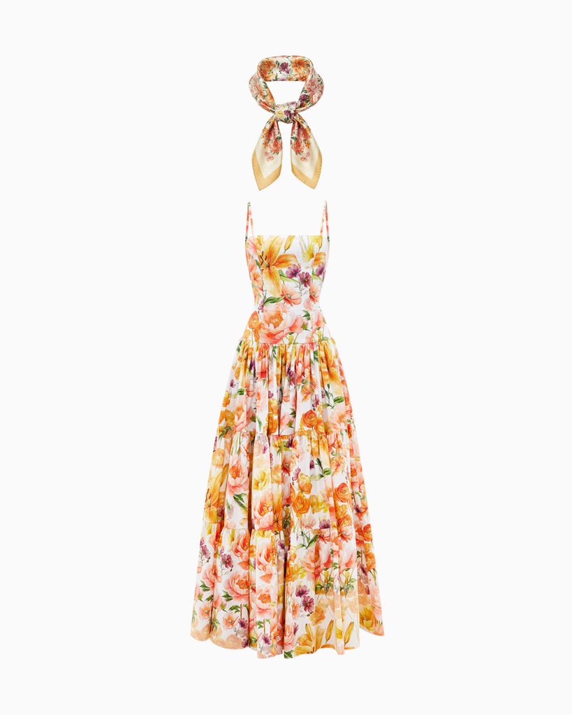 Peach lilies scarf + syringa