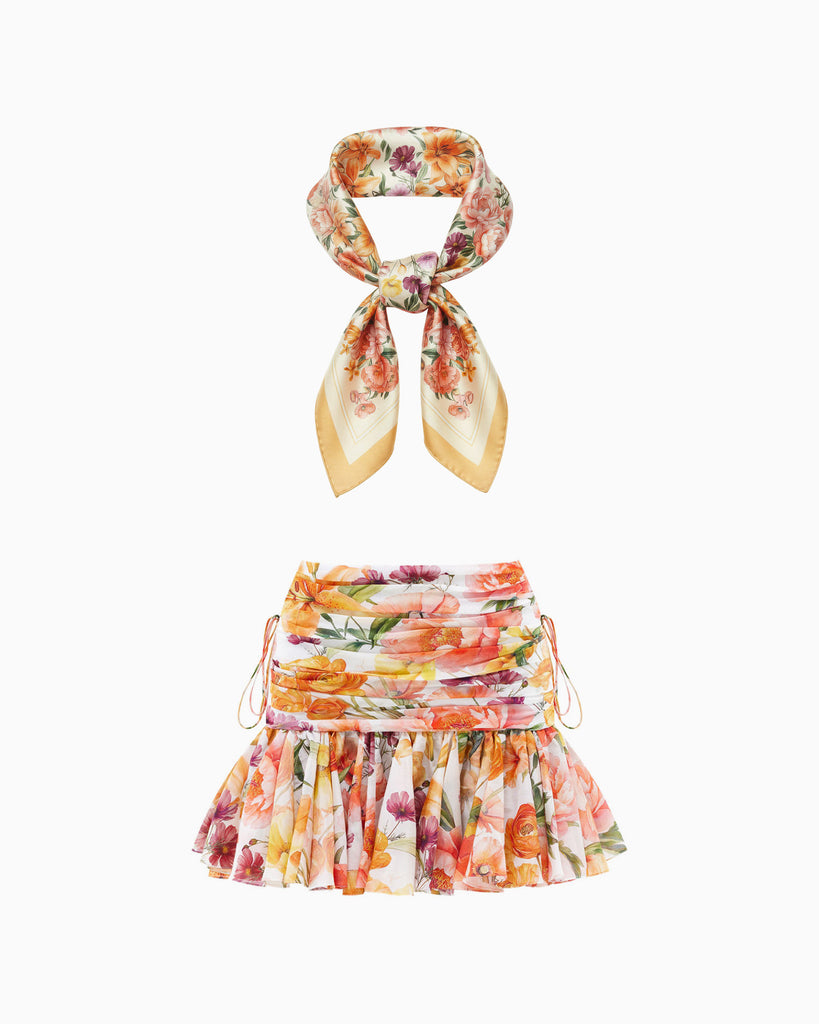 Peach lilies scarf + veronique skirt