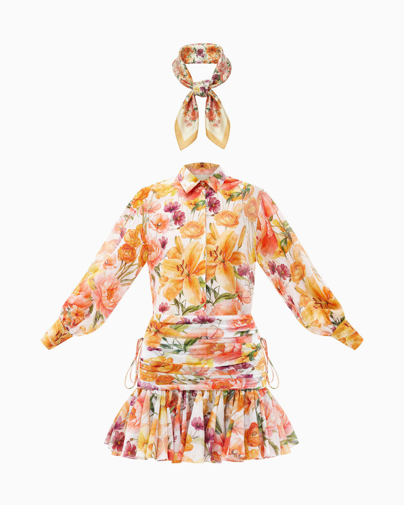 Calla blouse + veronique skirt + peach lilies scarf