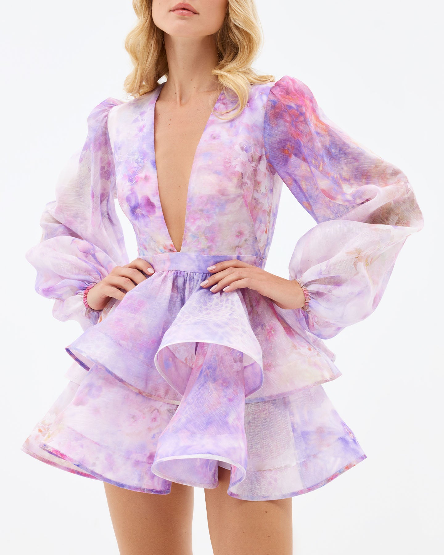 anemone party dress while airy sleeves and Sky Blue Short Homecoming color:Gunmetal Make Up